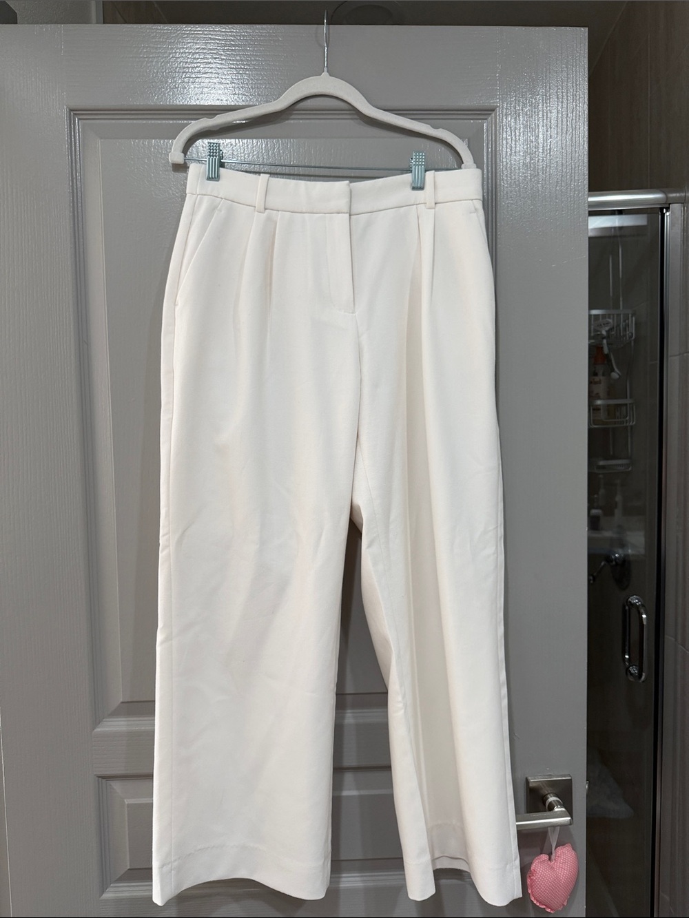Abercrombie Sloane Low Rise Tailored Wide-Leg Pants - Cream